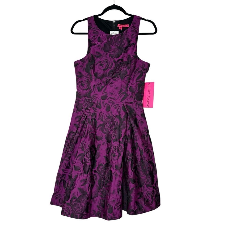 BETSEY JOHNSON Party Dress Women Sz 10 Purple Fit & Flare Whimsigoth Holiday New